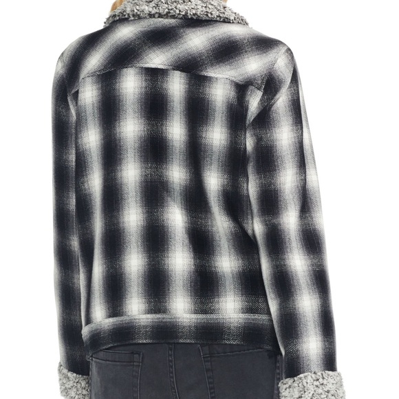 Vince Camuto Flannel & Faux Shearling Moto Jacket - Picture 3 of 6